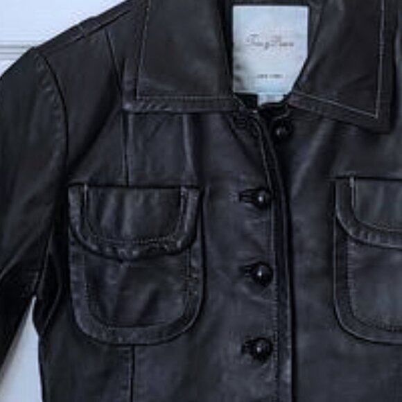 Tracy Reese leather button-down jacket 2 XS EUC - Picture 2 of 7